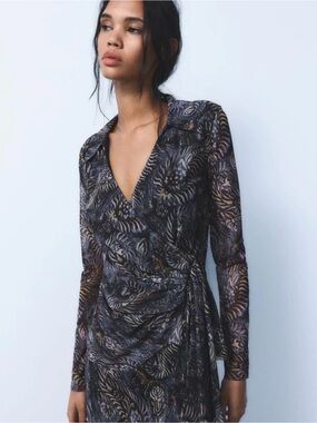 Zara paisley tulle blouse
